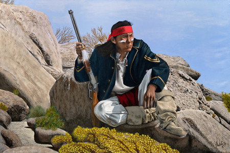 SEPTEMBER 4, 1886 MASSAI'S DEFIANCE</br></br>
36”Wx24”H